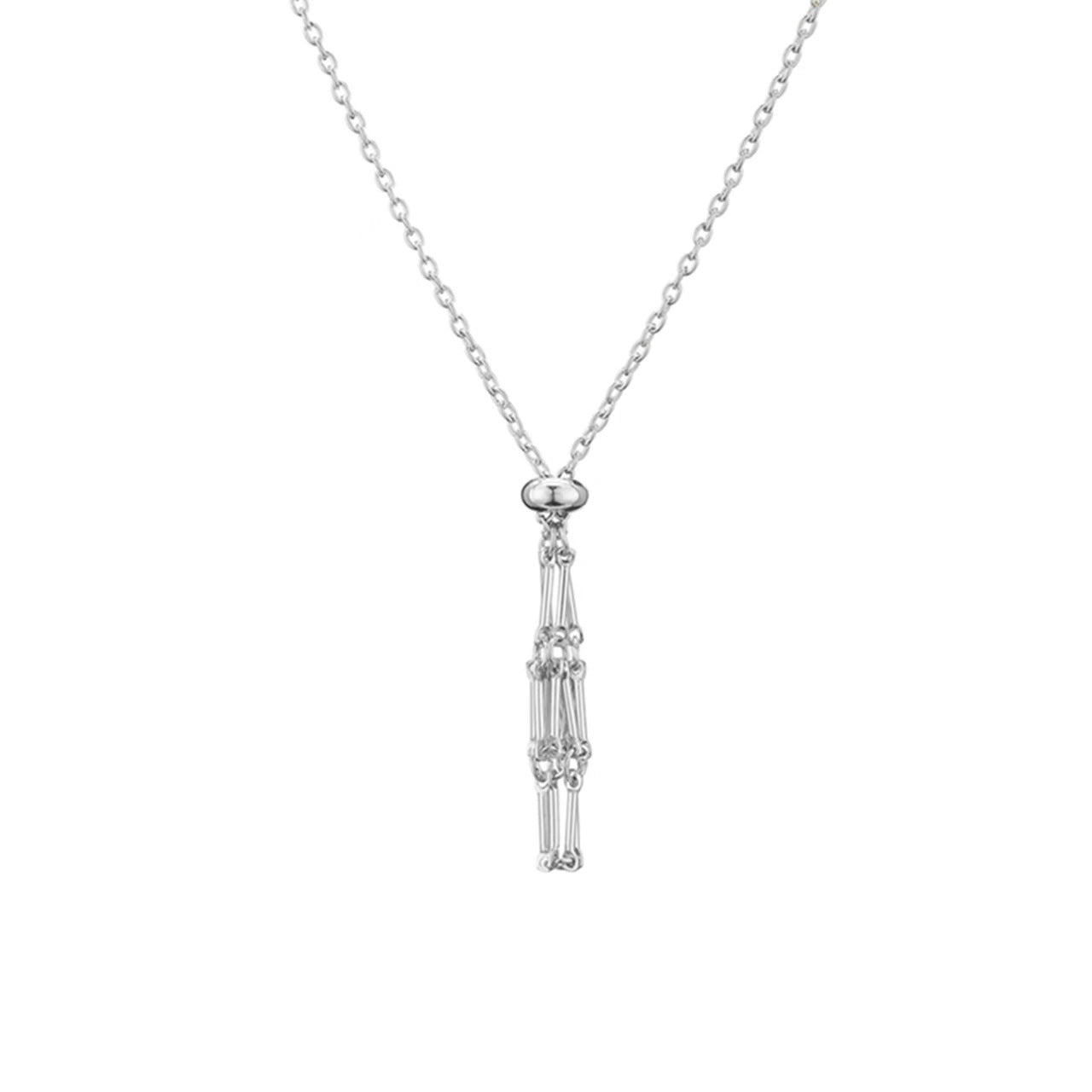 Wholesale  crystal stone net pocket woven metal net pocket necklace bamboo necklace pendant sweater chain adjustment chain